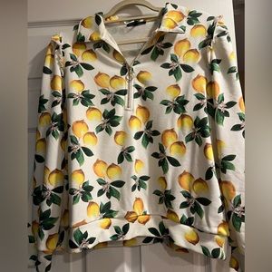 Generation Love Lemon Print Half-Zip Top. Ultra Soft. Excellent Conditionion